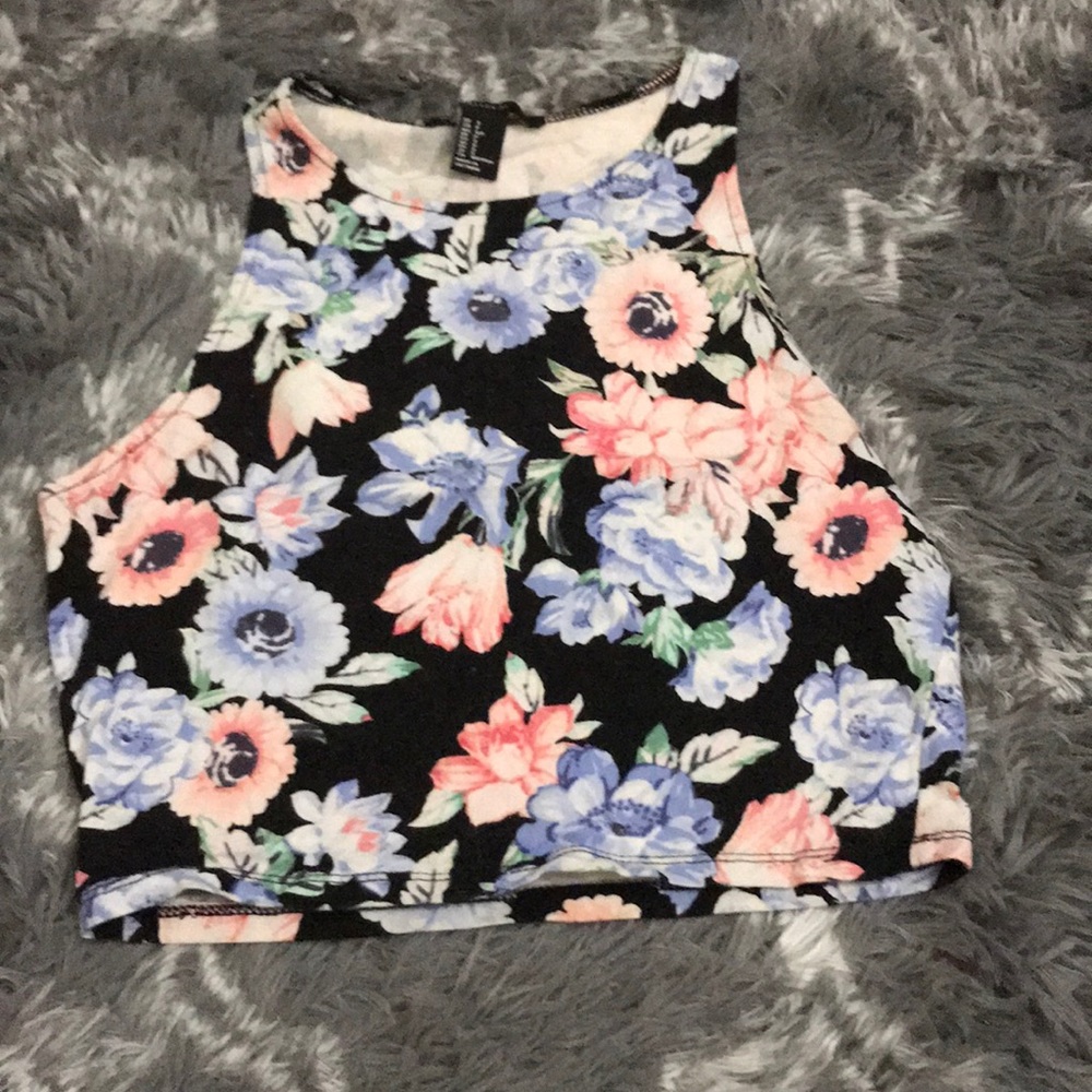 FLORAL HALTER NECK CROP TOP